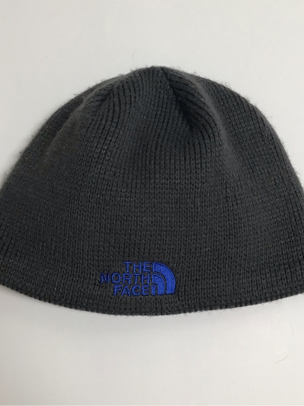 The North Face Beanie Hat Youth/Junior Medium Gray Cobalt Blue Logo Fleece Liner - Picture 15 of 15